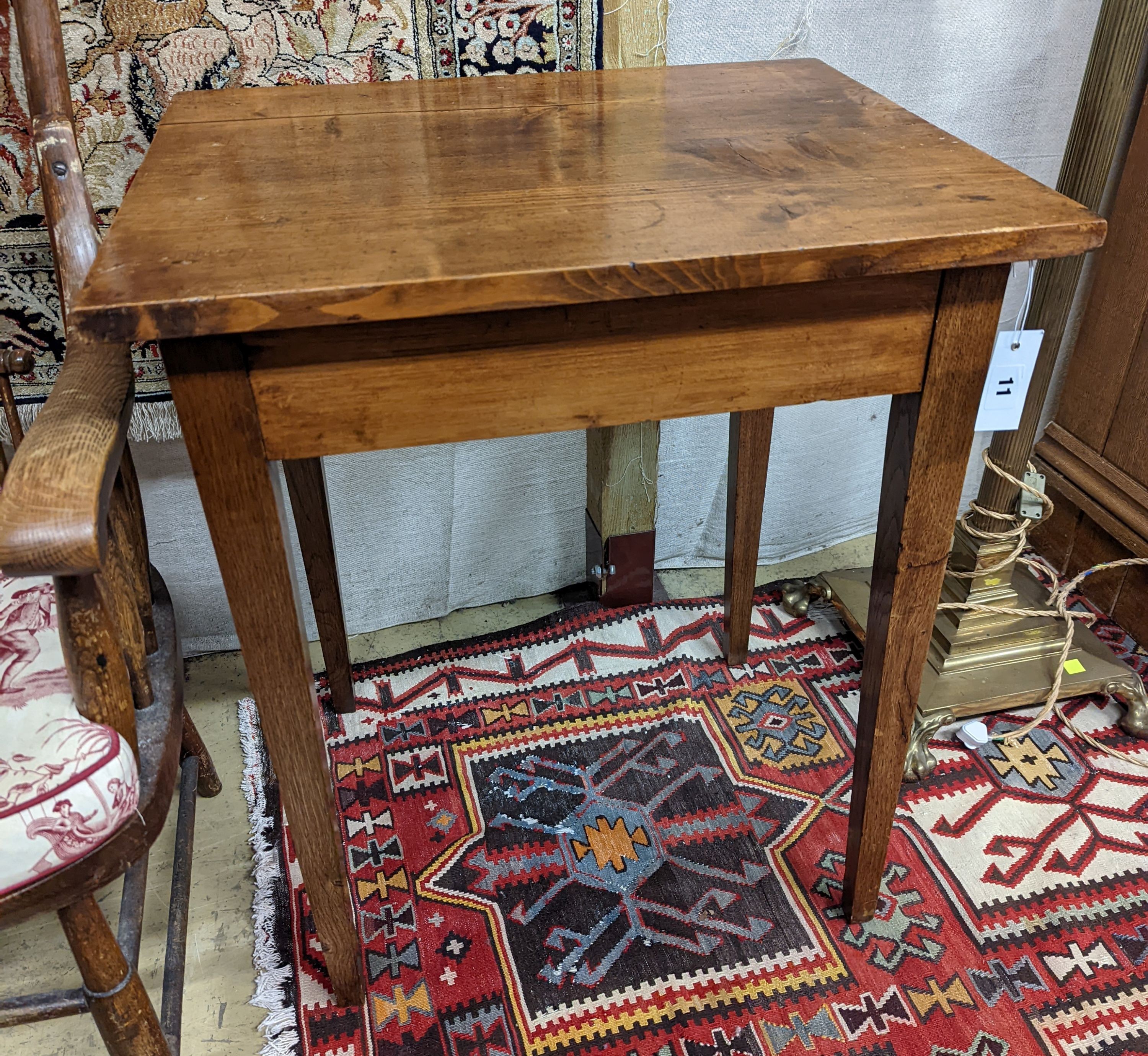 A French pine and oak side table, width 60cm, depth 50cm, height 72cm